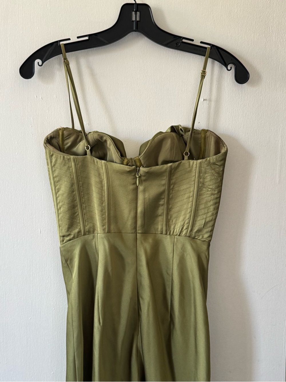 House of CB Olive Satin Bustier Midi Dress - Picture 5 of 7